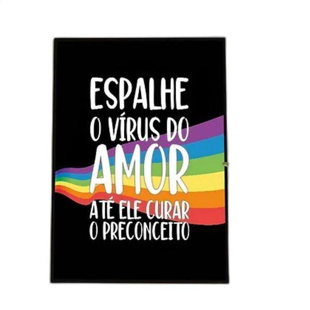 Quadro Lgbt Espalhe O Vírus Do Amor 24X18Cm Com Vidro Preta