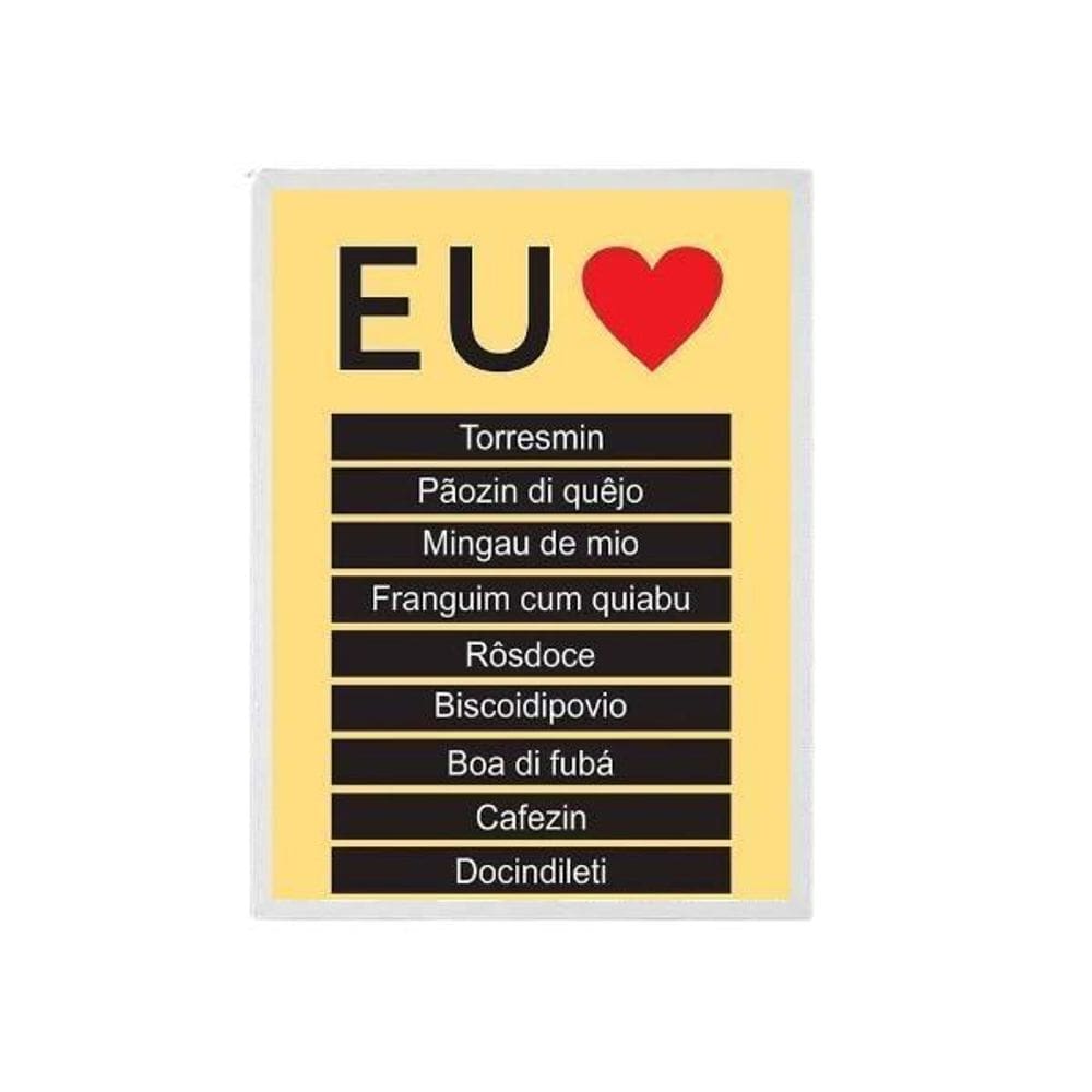 Quadro Eu Amo Ser Mineiro 45X34Cm Com Vidro - Madeira Branca