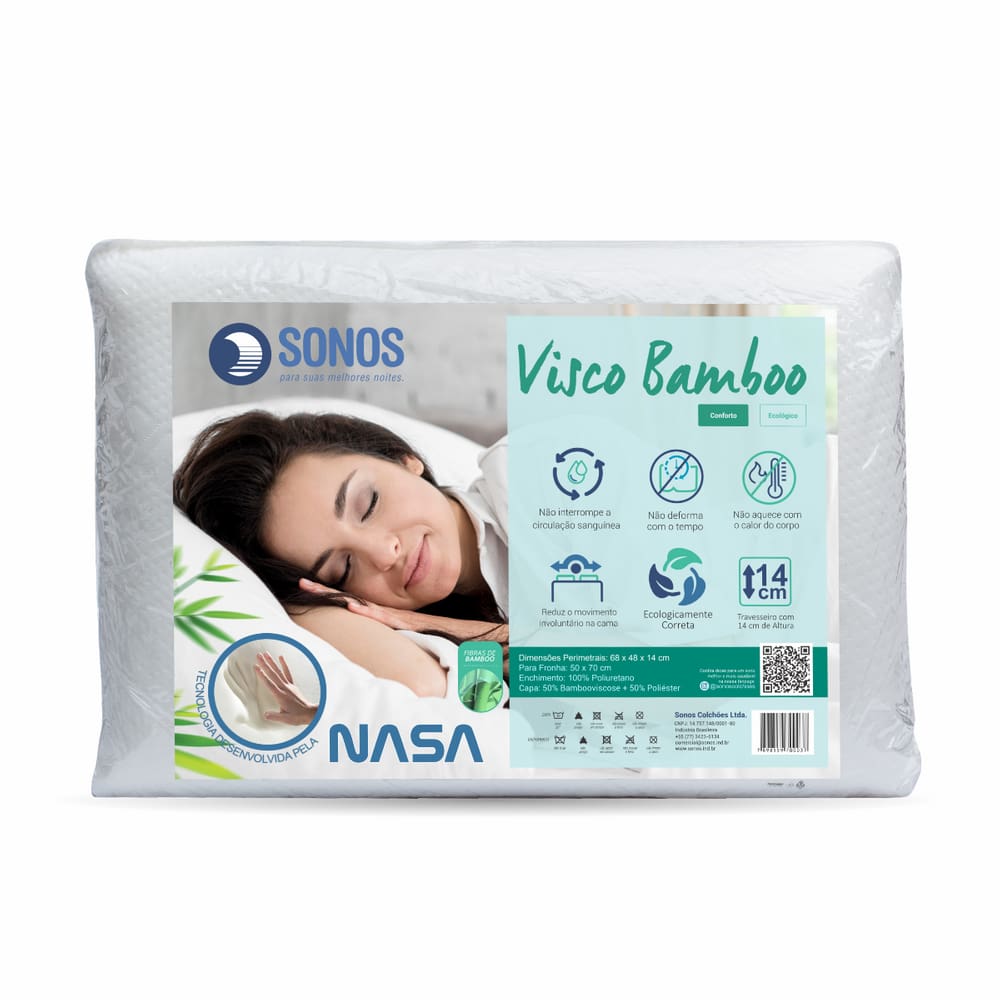 Travesseiro Sonos Visco Bamboo Alto 14cm de Altura
