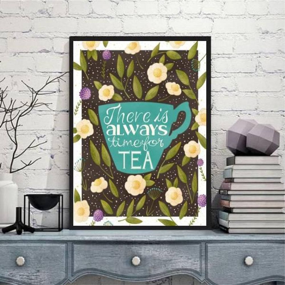 Quadro There Is Always Time For Tea 33X24Cm Moldura Preta