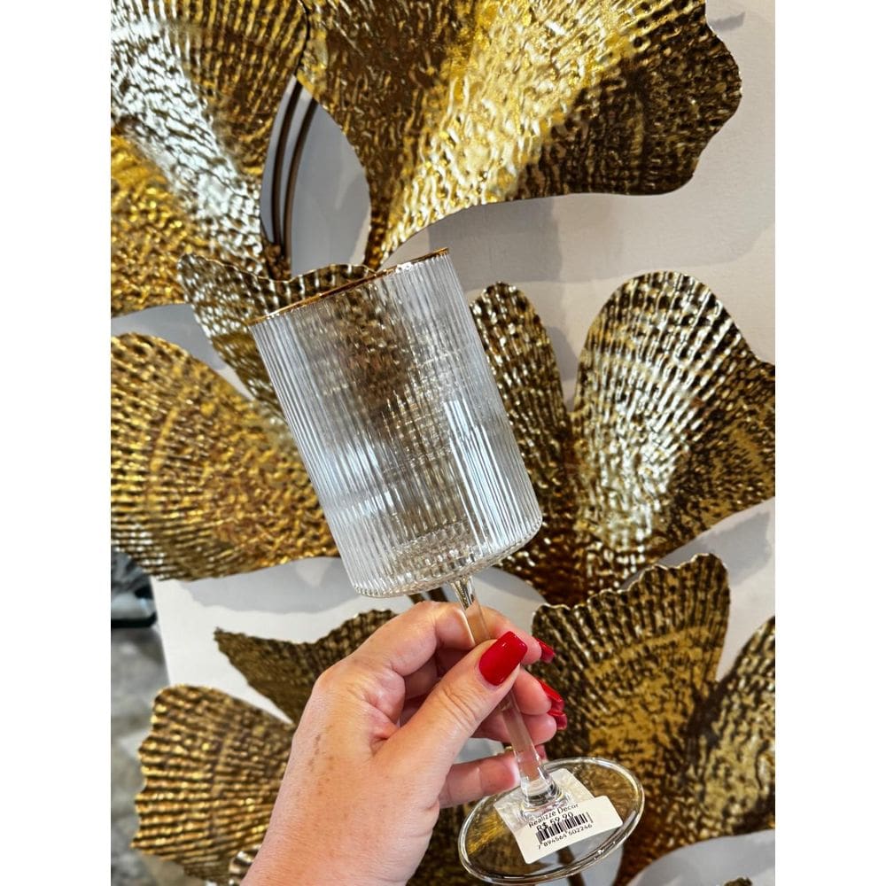 Taça para Vinho ou Agua Dore Lustra em Cristal e borda dourada 470 ml Copa e Cia