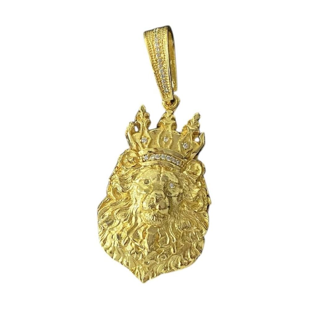 Pingente King Leão Coroa G - Banhado A Ouro 18K