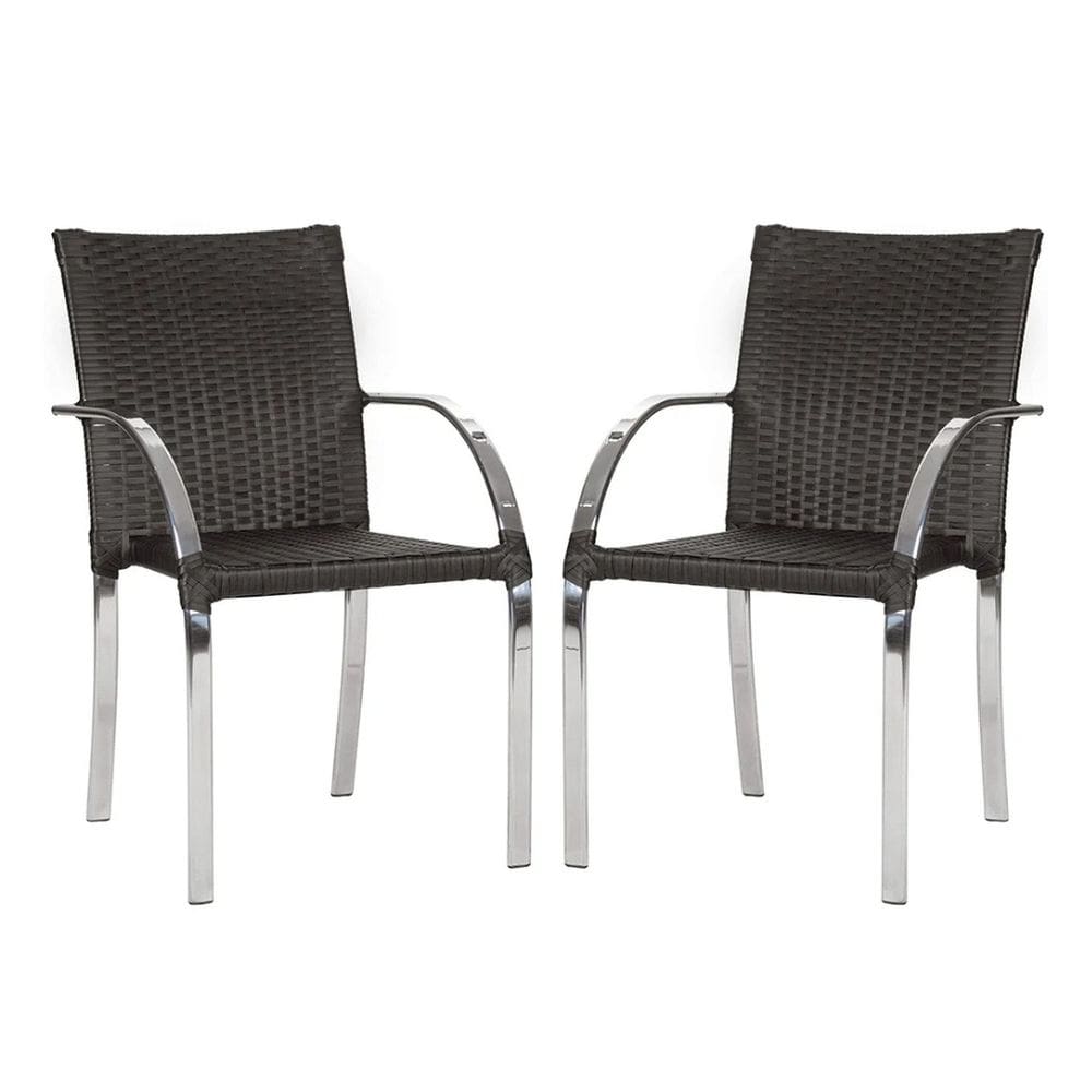 Kit 2 Cadeiras para Cozinha Decore Mobília Ascoli Marrom/Prata