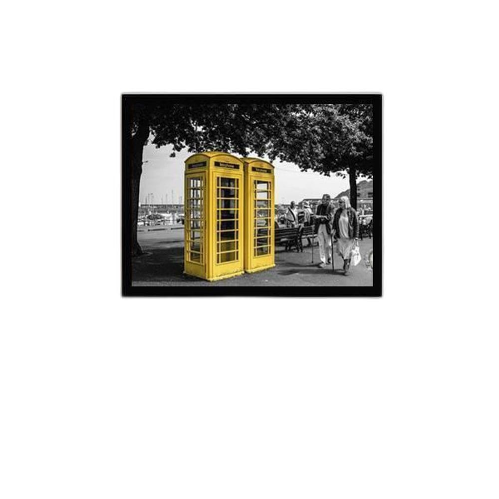 Quadro Fotografia Cabine Amarela 33X24 C/Vidro Madeira Preta