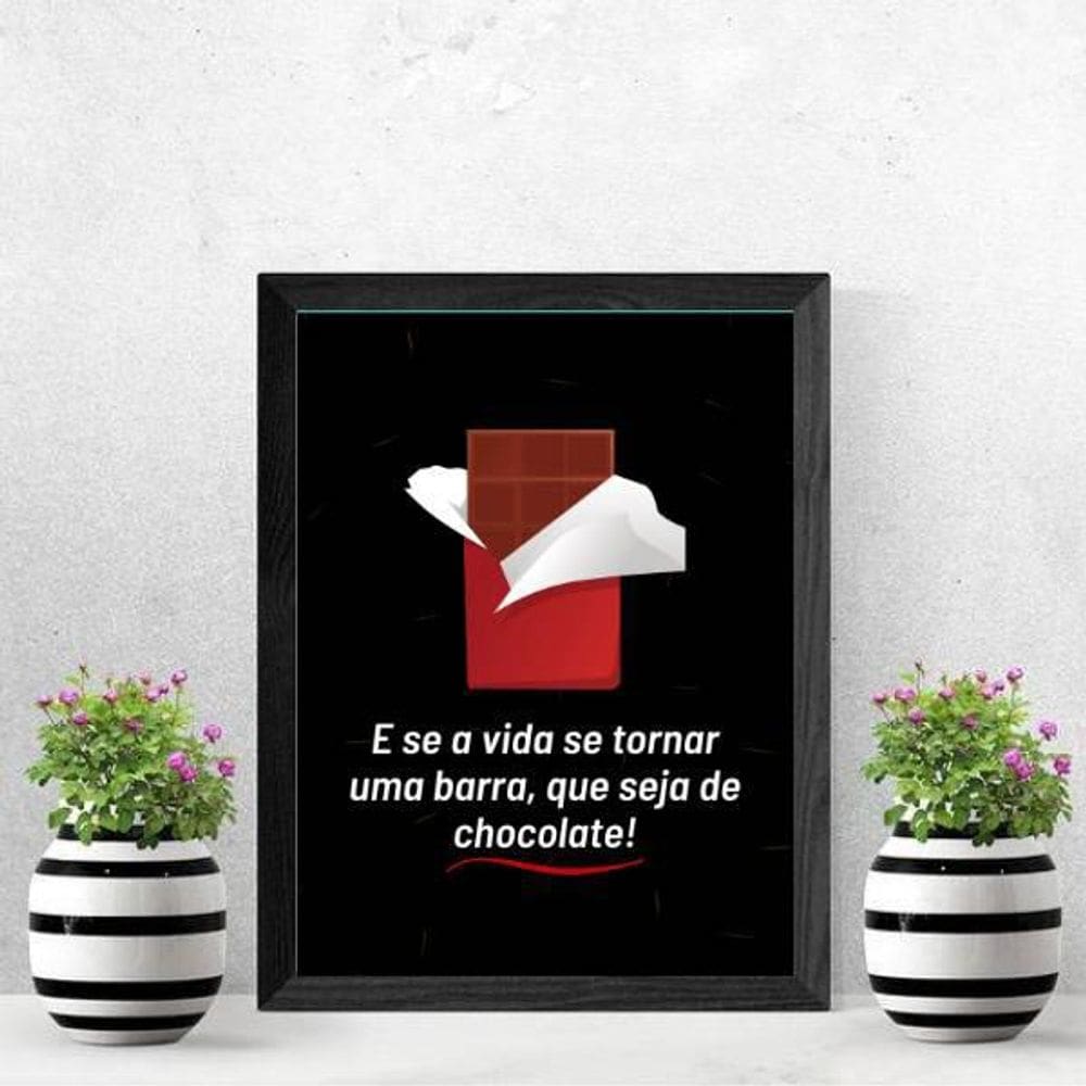 Quadro Decorativo Barra De Chocolate 24X18Cm Moldura Preta