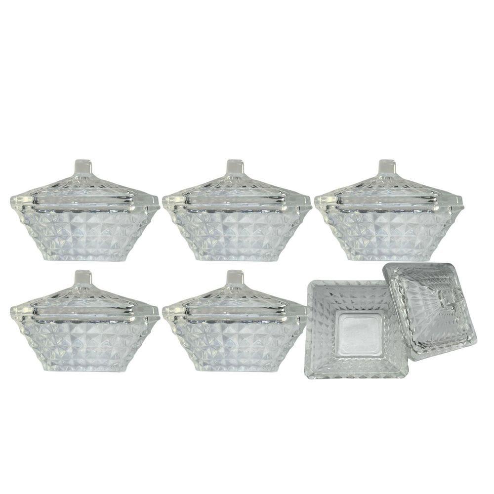 Kit 6 Potiche Mini Bomboniere De Vidro Lembrancinha C/Tampa