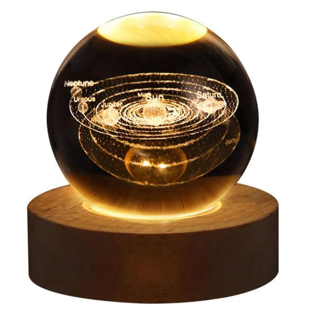 Luminária Bola De Cristal 3D Sistema Solar Decoração Modern