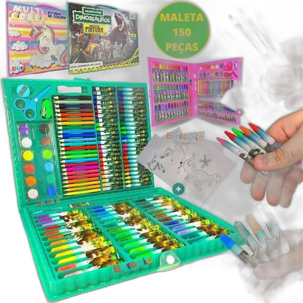 Maleta Estojo De Pintura Infantil Colorir Desenhos 150 Peças