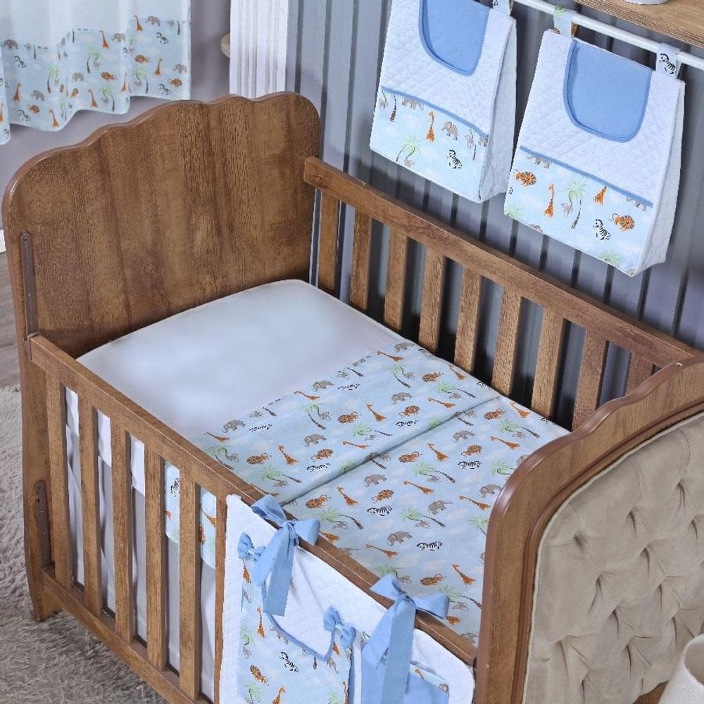 Lençol Berço Sem Elástico Percal Algodão Liso Bebe Menino