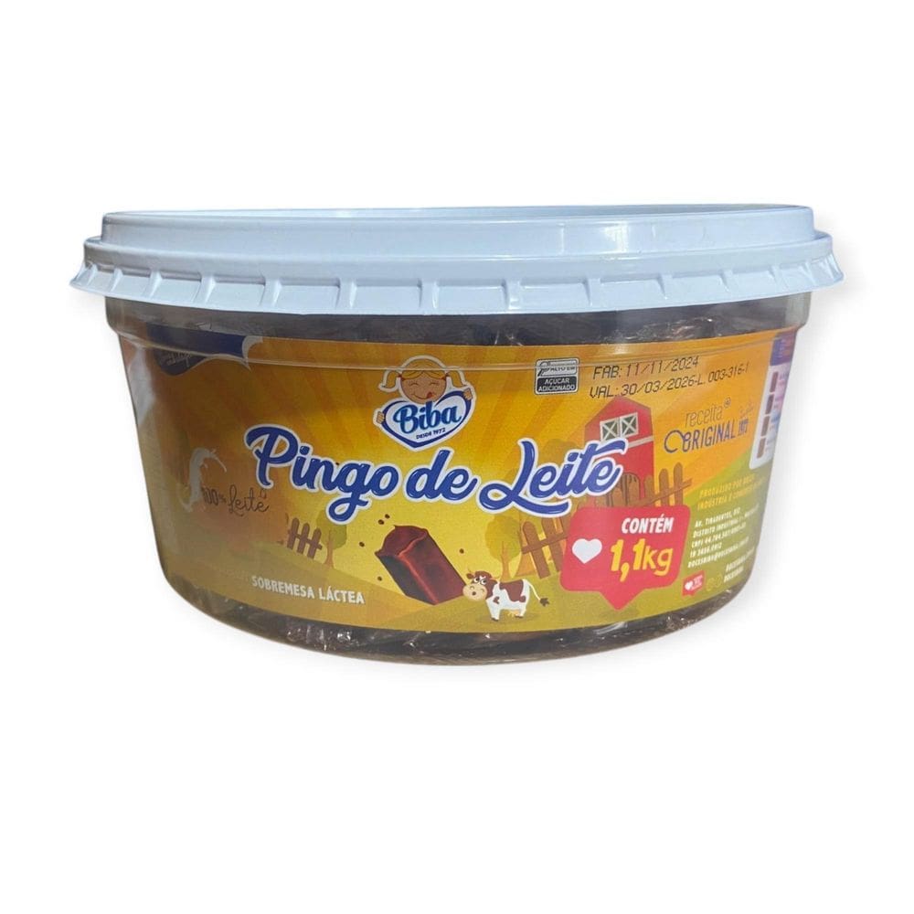 Kit 3 Potes Com 50 Un Doce Pingo De Leite Biba 1,100Kg