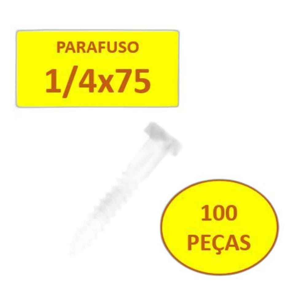 100 Pçs Parafuso 1/4X75 Sextavado Soberba Zincado Ciser