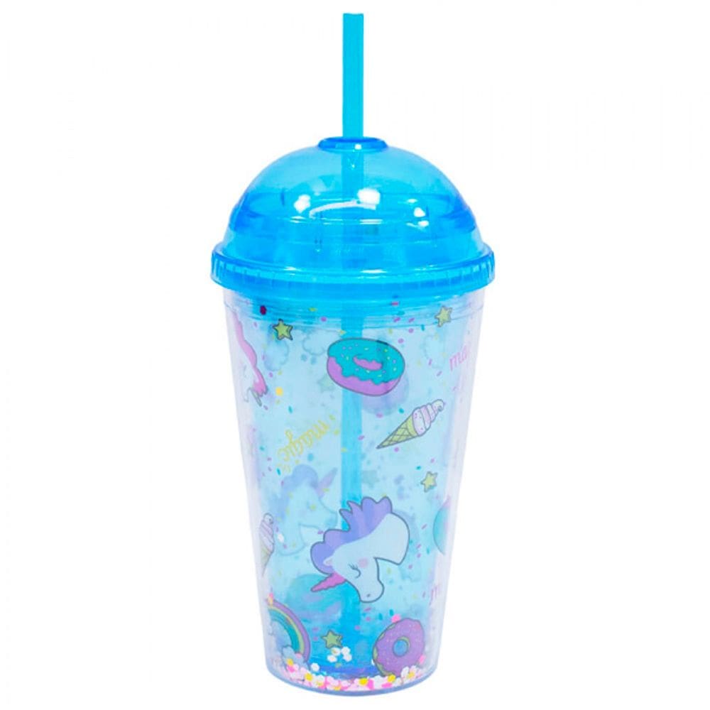 Copo com Canudo Unicórnio 450ml - Tasco Inport