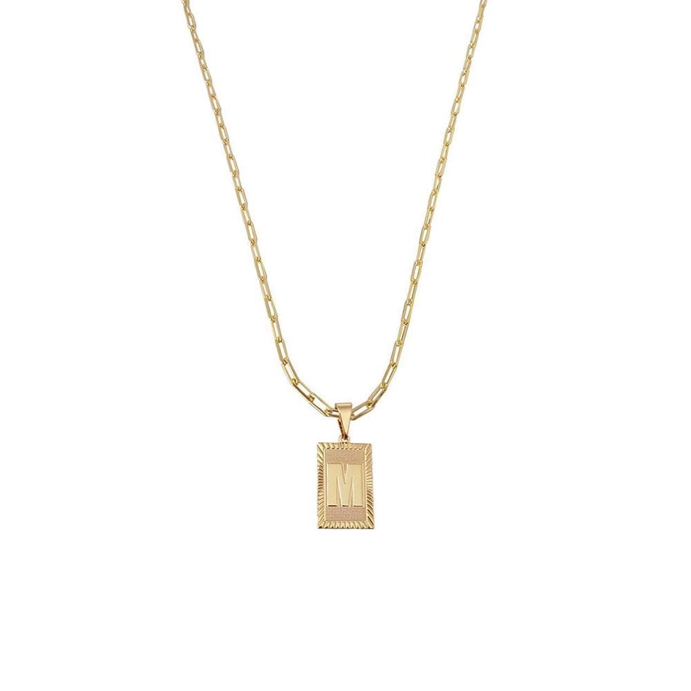 Cordão 60Cm Masculino Feminino Pingente Letra M Banhado Ouro