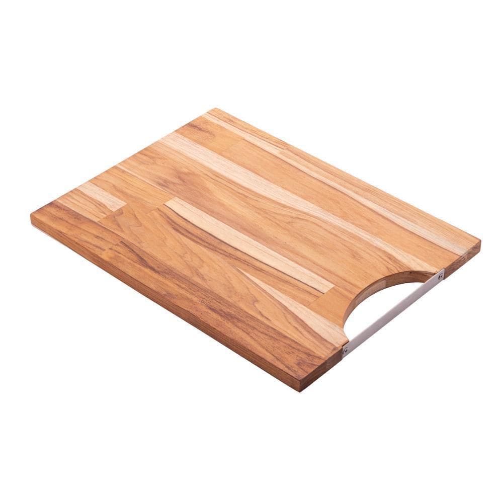 Tábua Com Alça De Aço Inox Woodart Teca De Madeira 40Cm