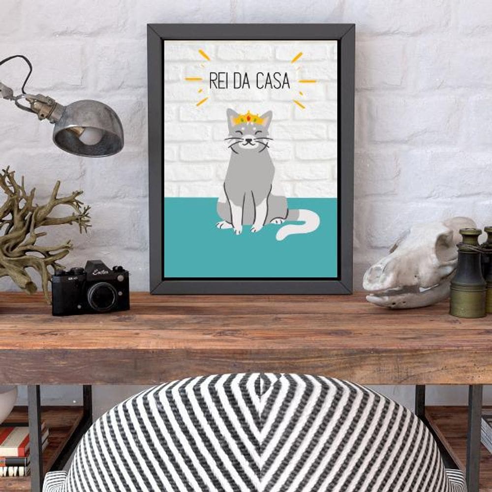 Quadro Decorativo Rei Da Casa 34X23Cm - Moldura Branca