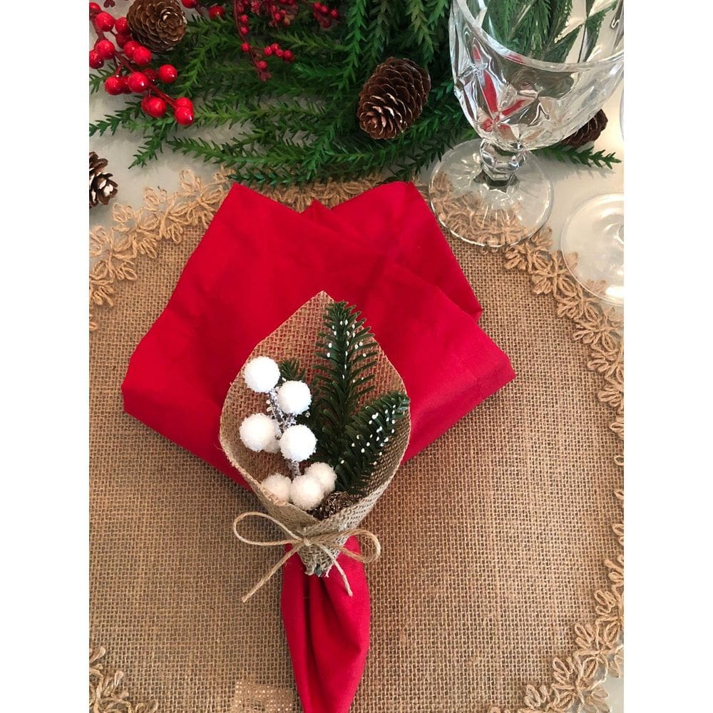 Porta Guardanapo Pregador Pick Natal Azevinho Branco 06Un