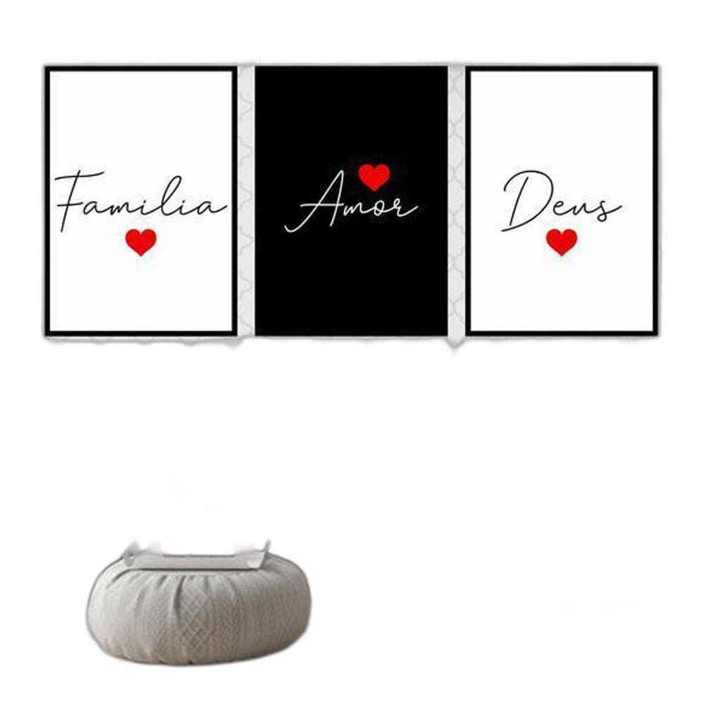 Kit 3 Quadros Família, Amor E Deus 24X18Cm