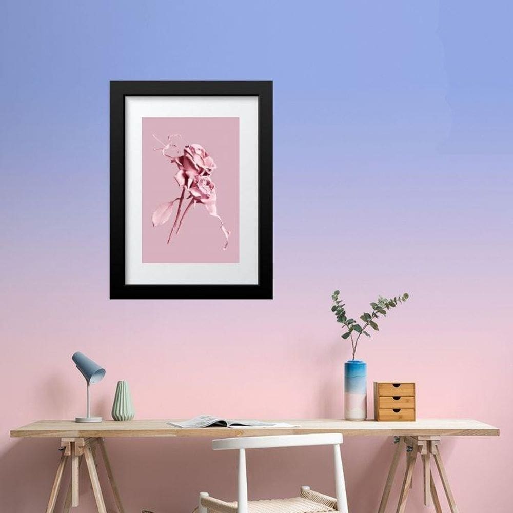 Quadro Flores De Tinta Rosa - 60X48Cm