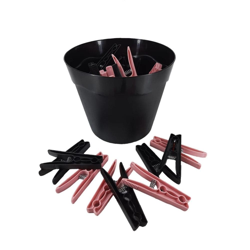 Cesto Preto Pregadores De Roupas Plástico Preto Com Rosa