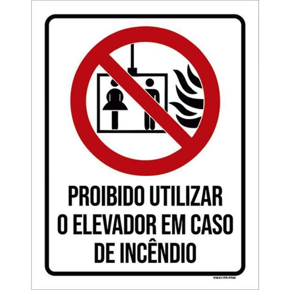 Kit 5 Placas Proibido Utilizar Elevador Caso Incêndio Ícone