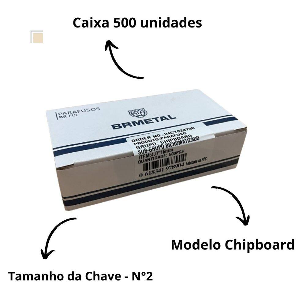Parafuso Philips 4x16 Chipboard 4,0x16 Caixa 500un