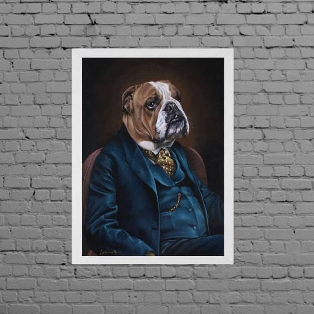 Quadro Decorativo Bulldog De Terno 24X18Cm