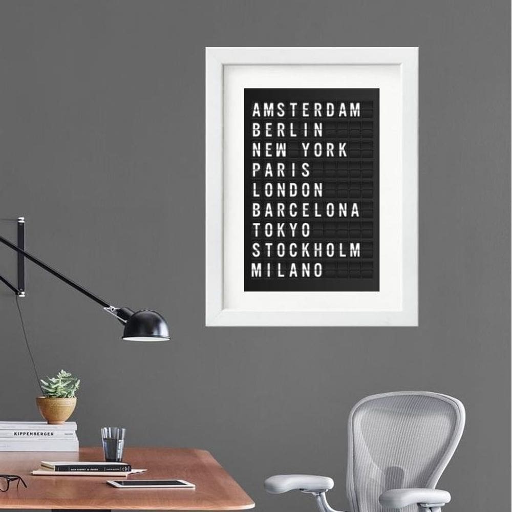 Quadro Placa De Aeroporto Cidades - 60X48Cm