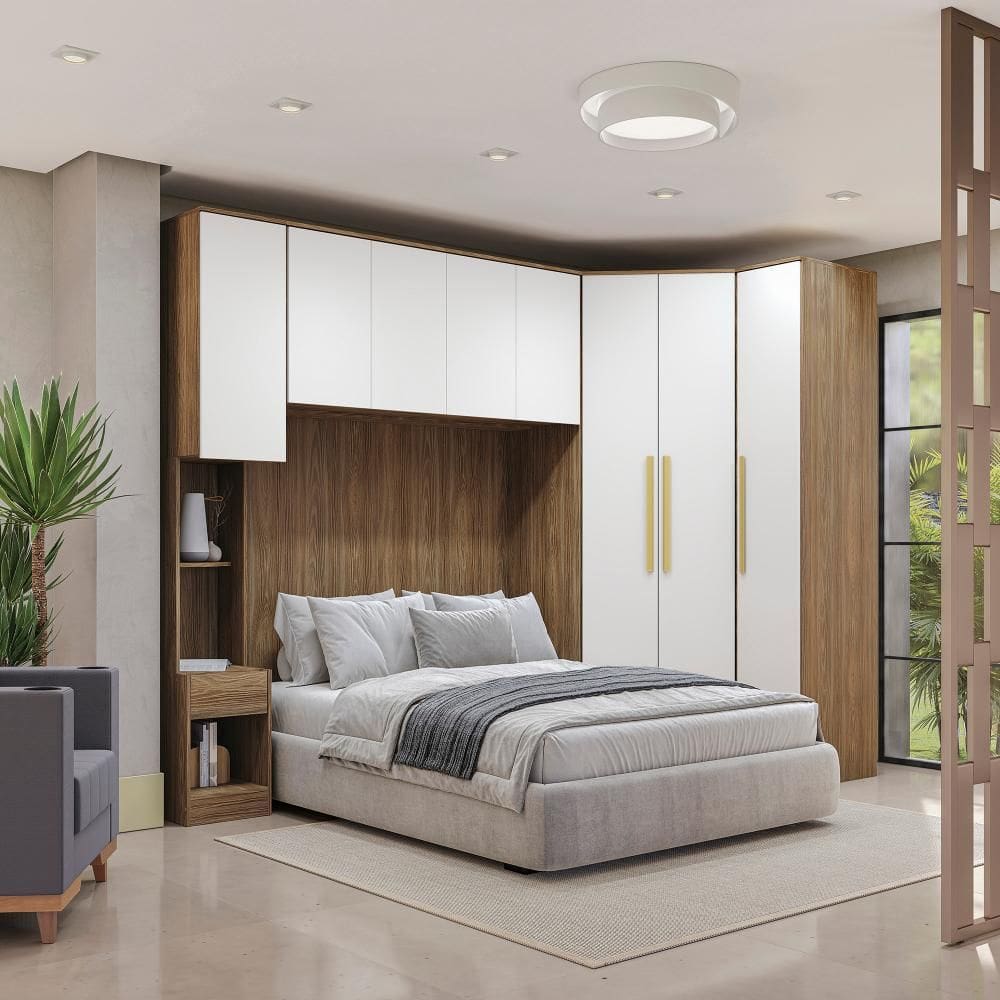 Quarto Completo Kappesberg Adapt 7 Peças Nogueira/Branco