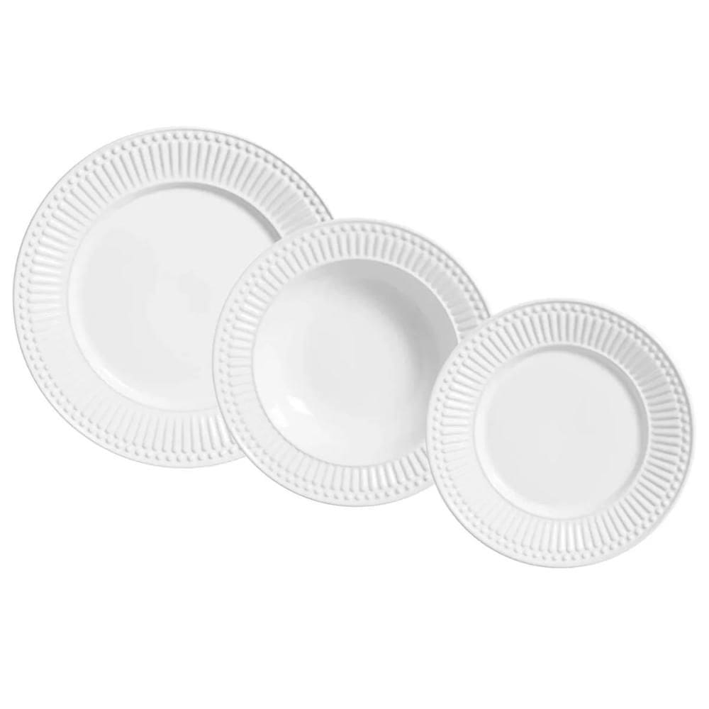 Jogo de Pratos 18 Peças Roma Branco Porto Brasil