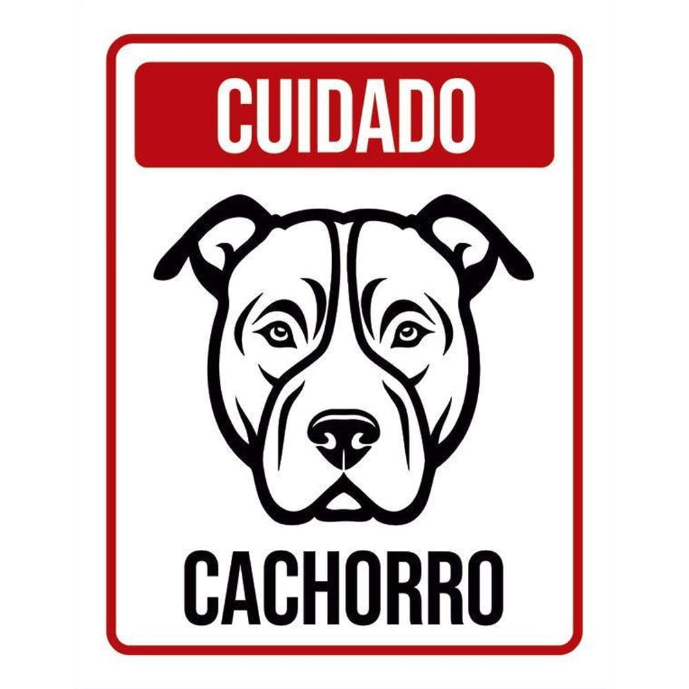 Placa Cuidado Cachorro Pitbull 36X46