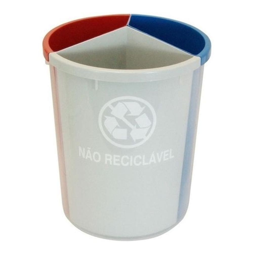 Lixeira Mix Plástico Com 3 Divisões Para Coleta Seletiva
