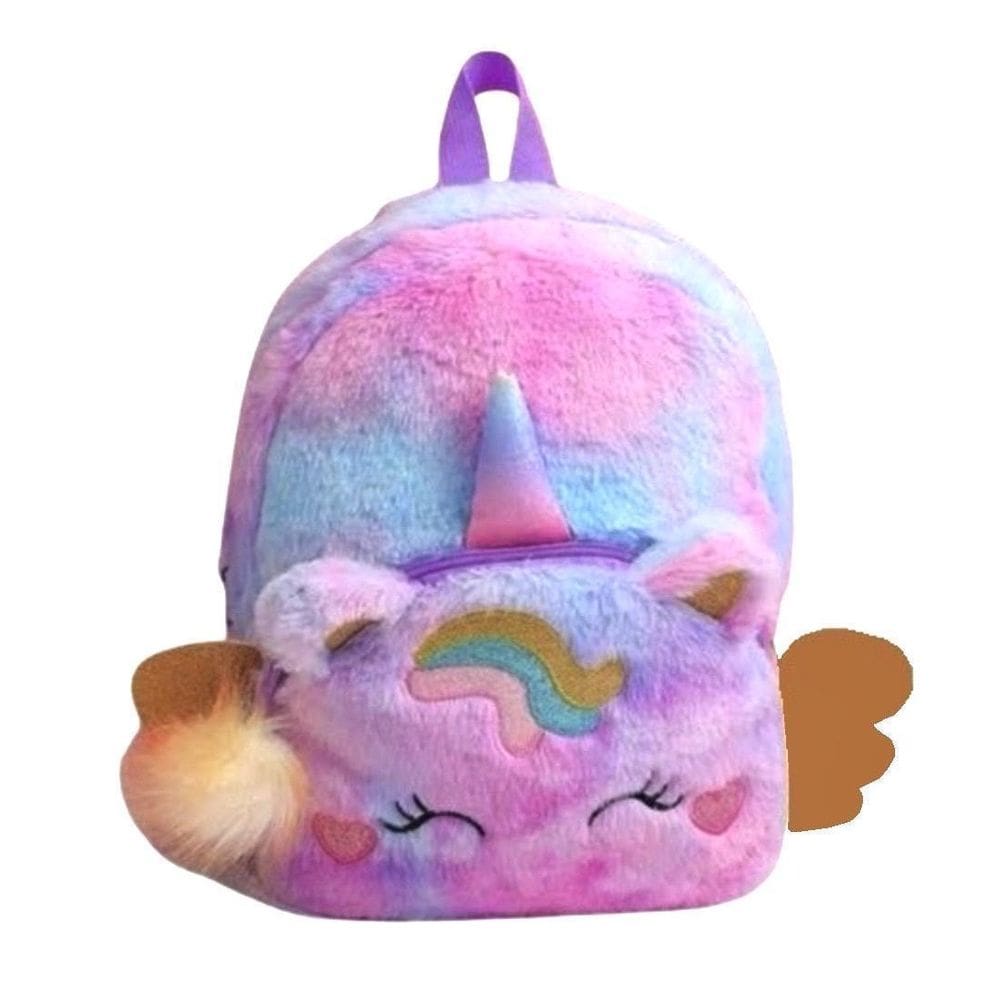 Mochila Infantil Unicórnio Escolar Passeio Bolsa Peluda