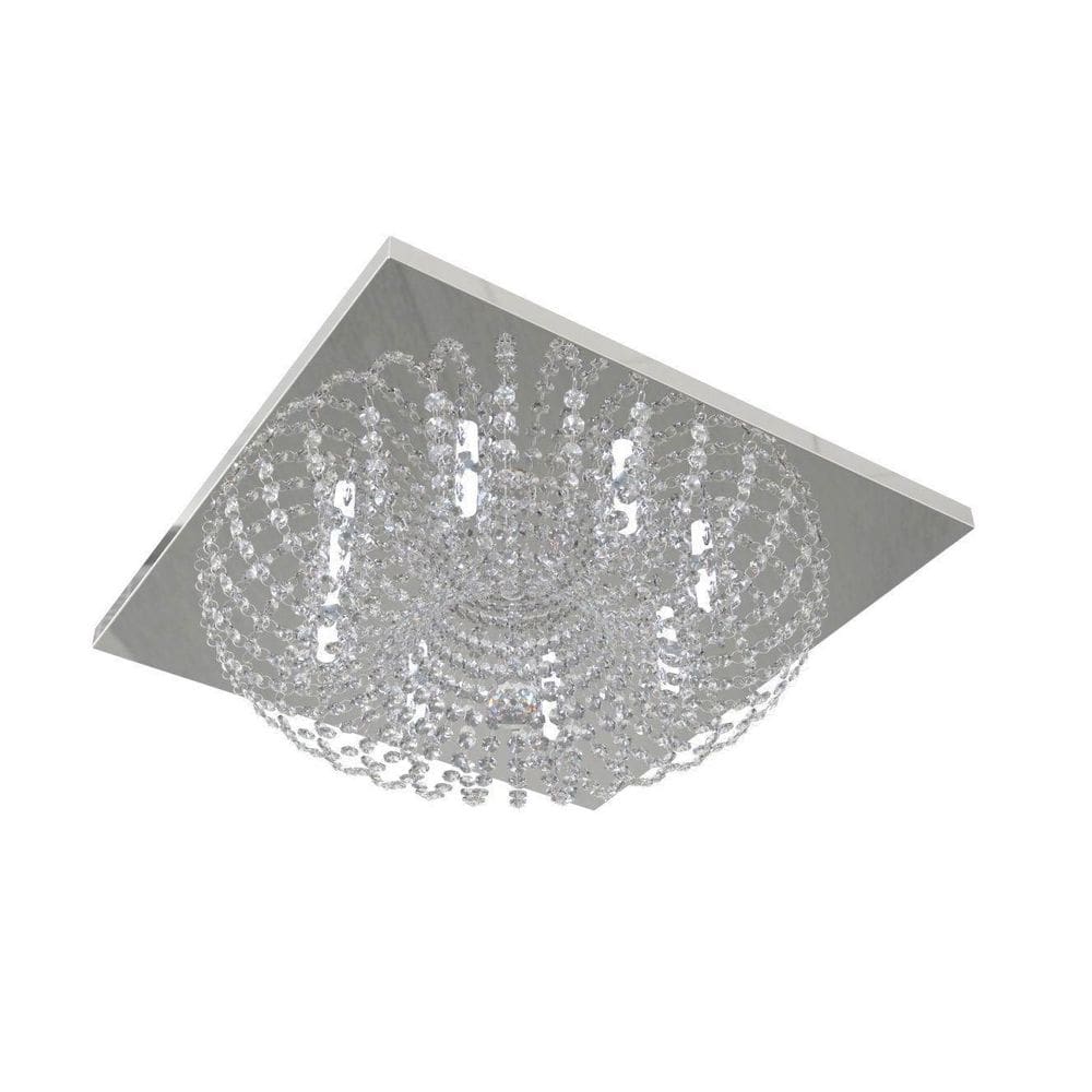 Plafon Lustre De Cristal Quadrado 50Cm Quarto Sala De Jantar Sala De Estar Living Ático