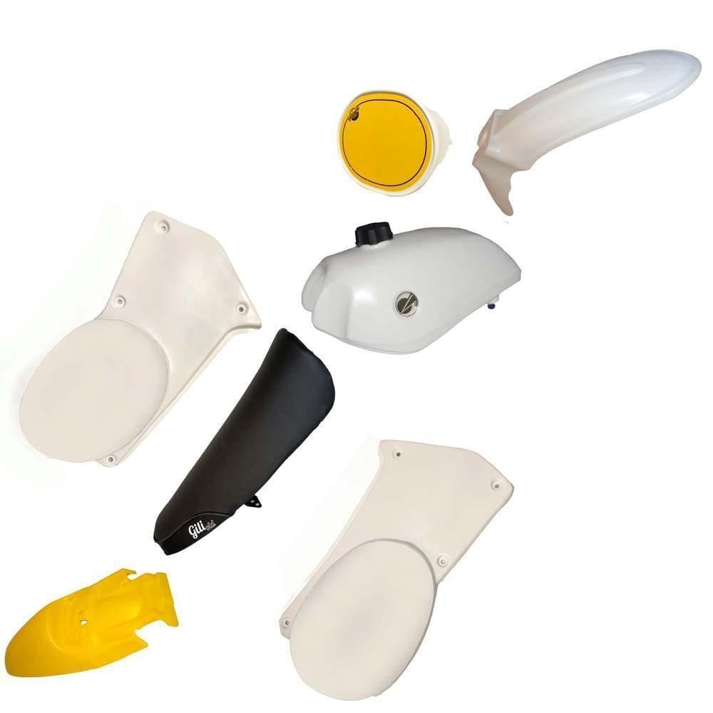 Kit Plástico Retrô Moto Crf, Xl, Xlx, Dt, Xr, Xlr Bco+Amarel