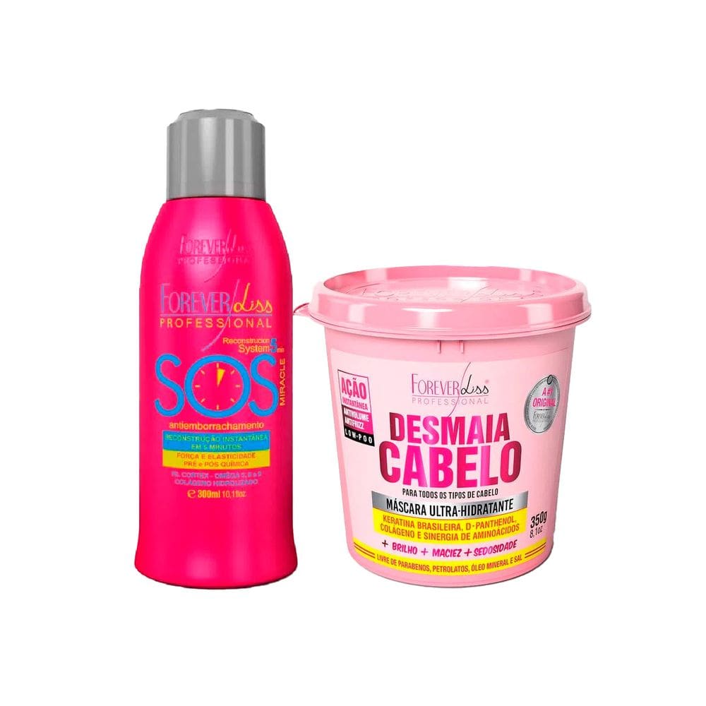 Kit SOS 300ml e Máscara Desmaia Cabelo 350g Forever Liss