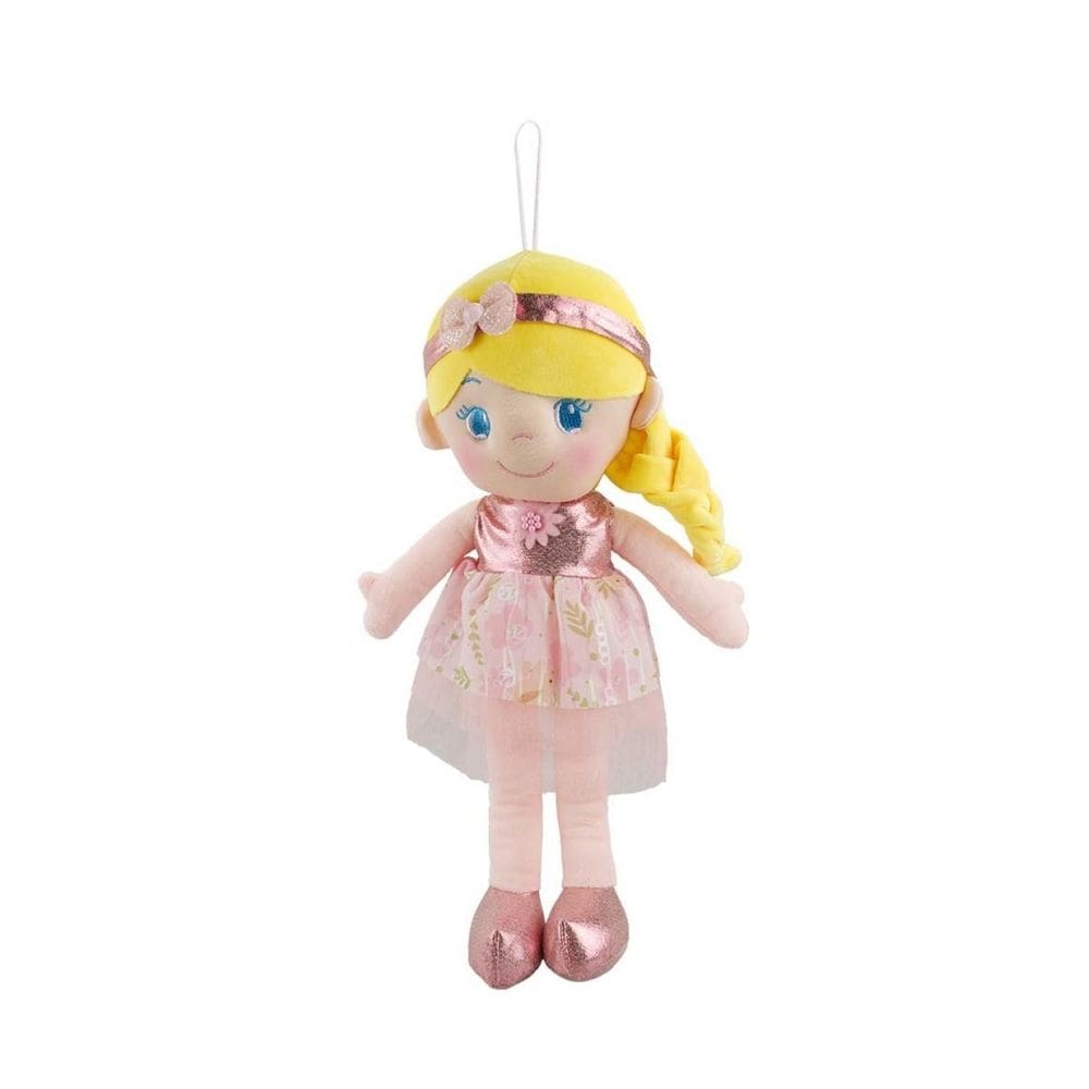 Boneca De Pano Vestido Rosa Claro 39Cm Presentes Infantil
