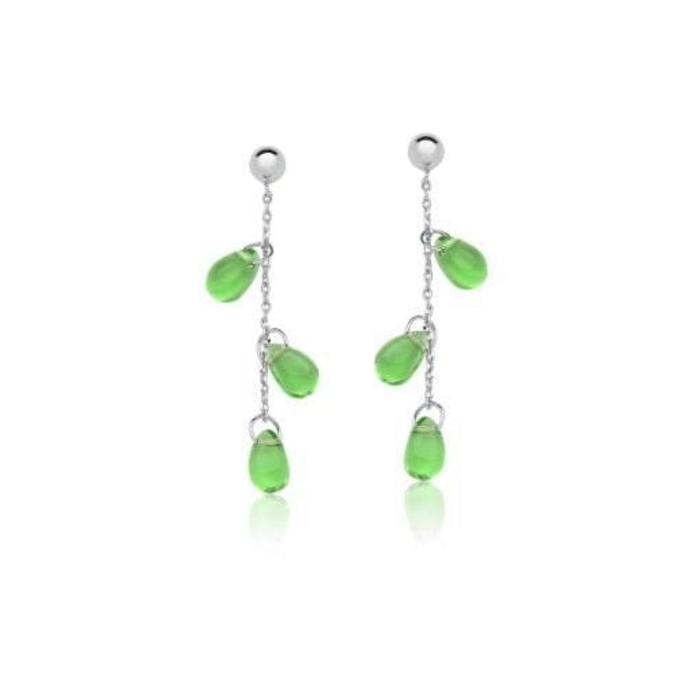 Brinco Pêndulo Cabochões Gota Banhado A Ródio