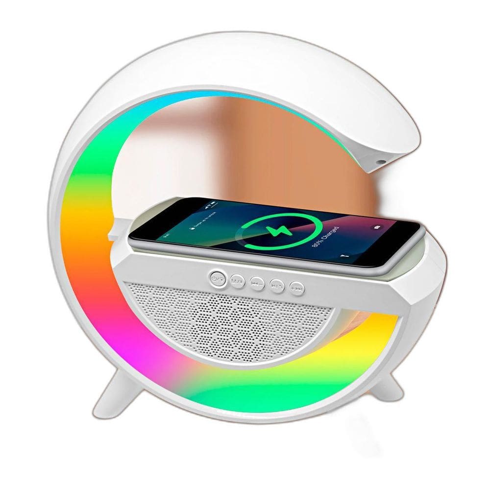 Luminária De Mesa Abajur Caixa De Som Com Carregador S/ Fio