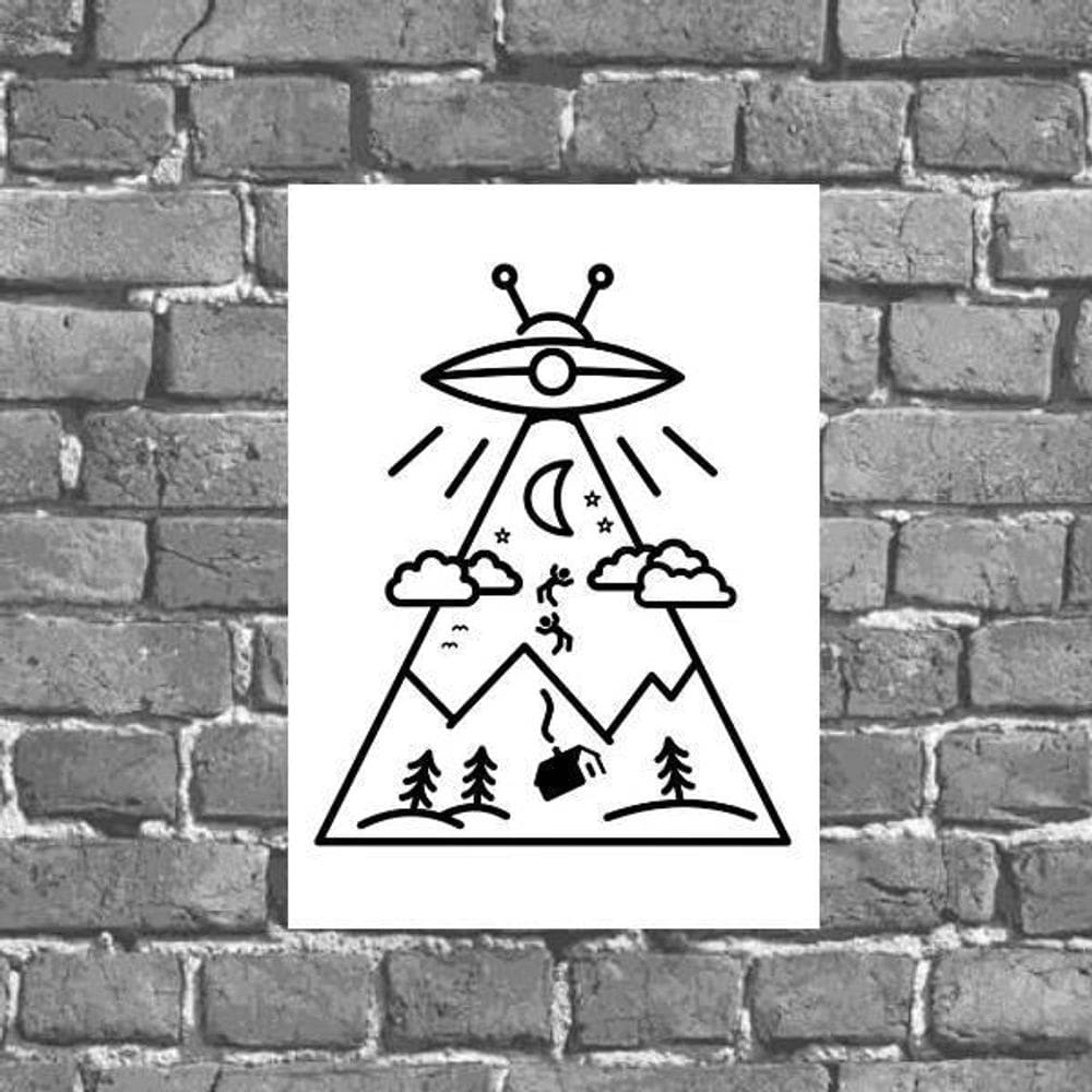 Placa Decorativa Abdução Disco Voador 18X27Cm