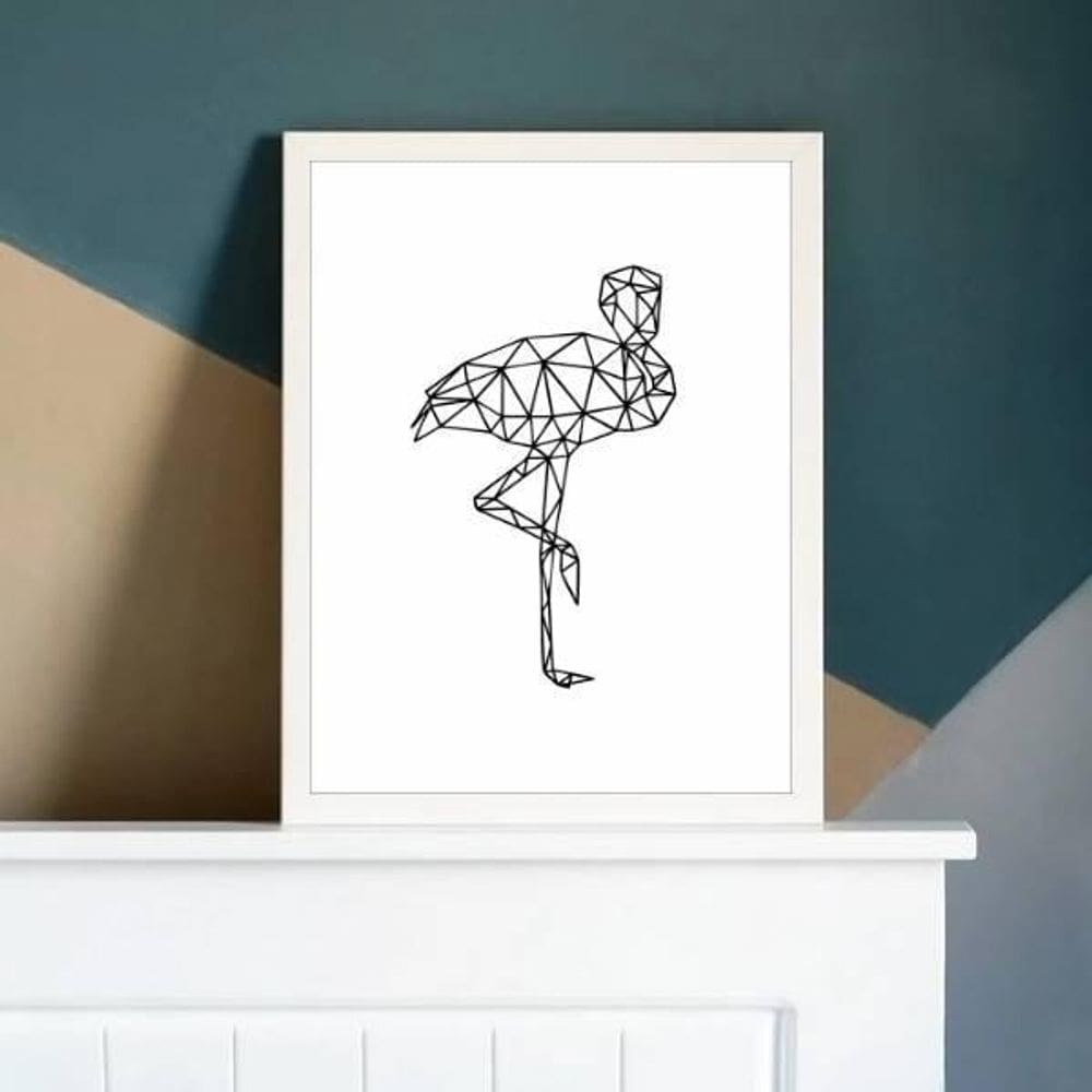 Quadro Decorativo Flamingo Geométrico 45X34Cm