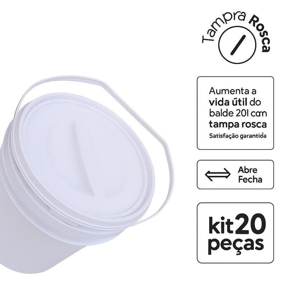 Bacia Plastica Com Tampa Rosca. - Kit 20 Pçs