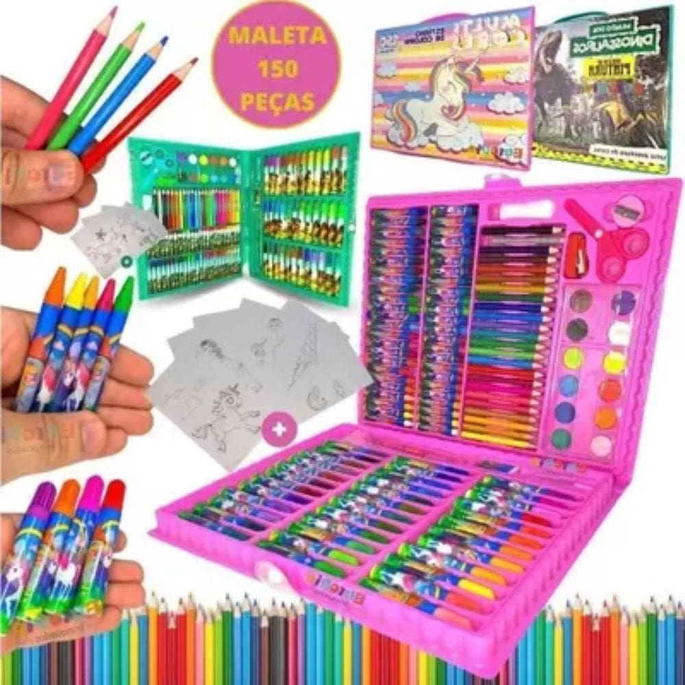 Kit Estojo De Pintura  Grande Pequeno Infantil Pintar