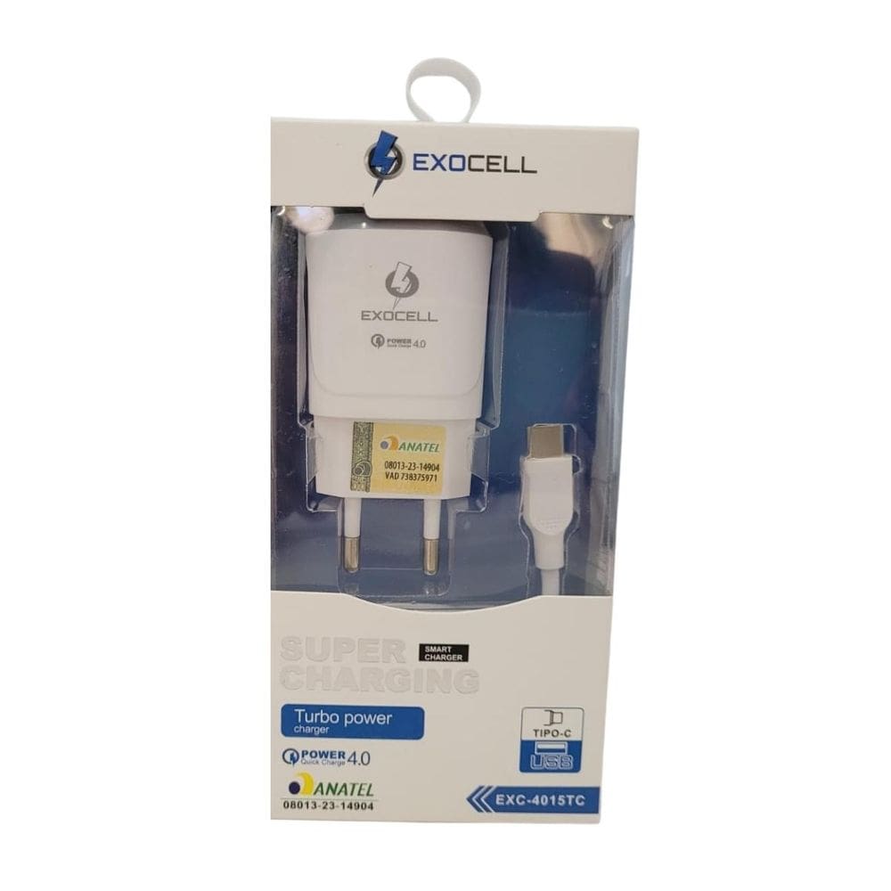 Carregador Celular Cabo Tipo C  4A V9 Turbo Power - Exocell