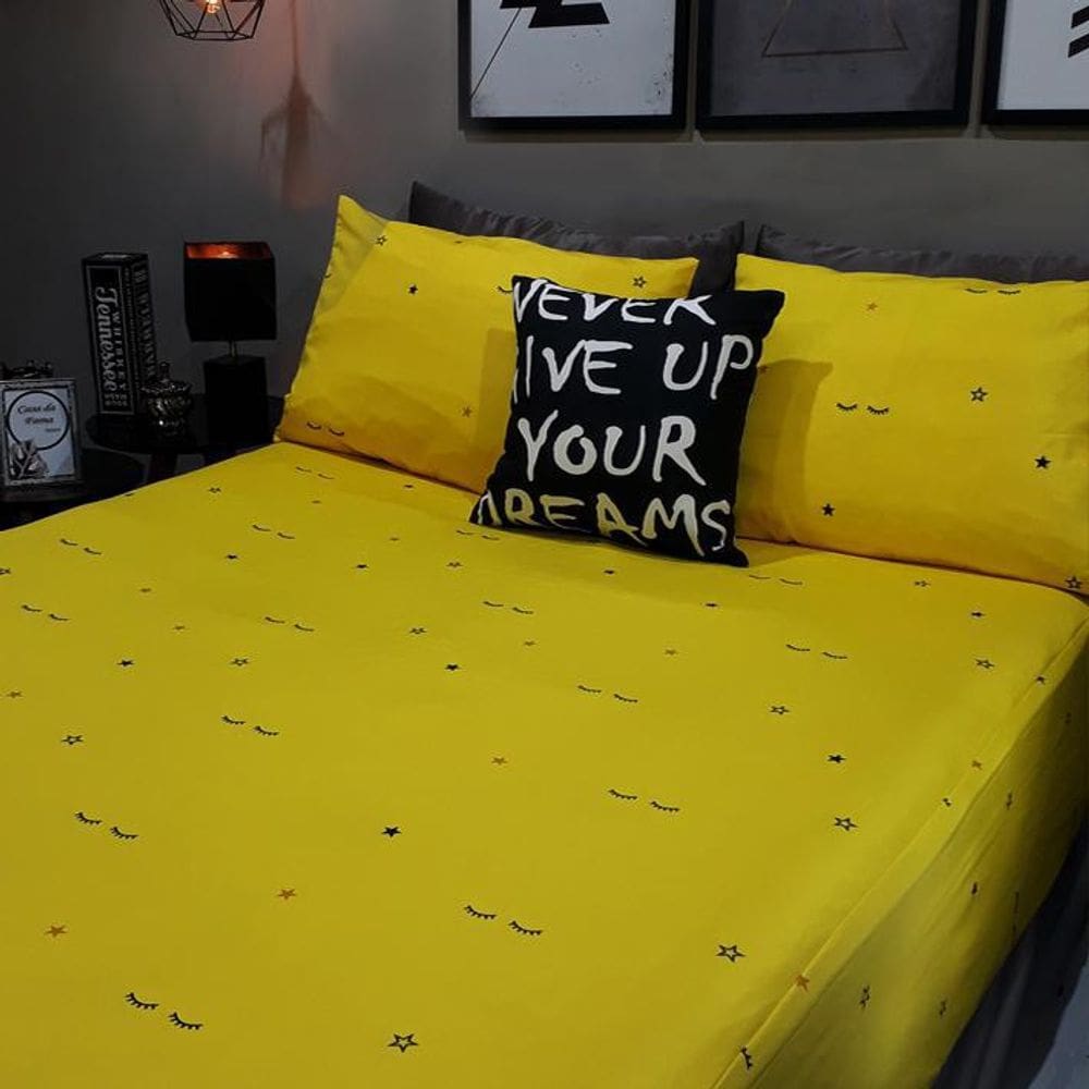 Lençol Com Elástico Solteiro King 4 Un Sonhos Com Almofada