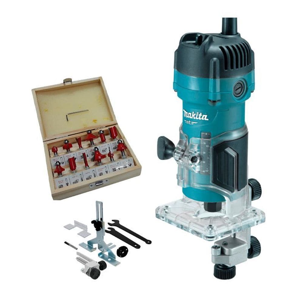 Tupia Makita 530W Mt M3700B 220V + Jogo Fresas Madeira 6Mm