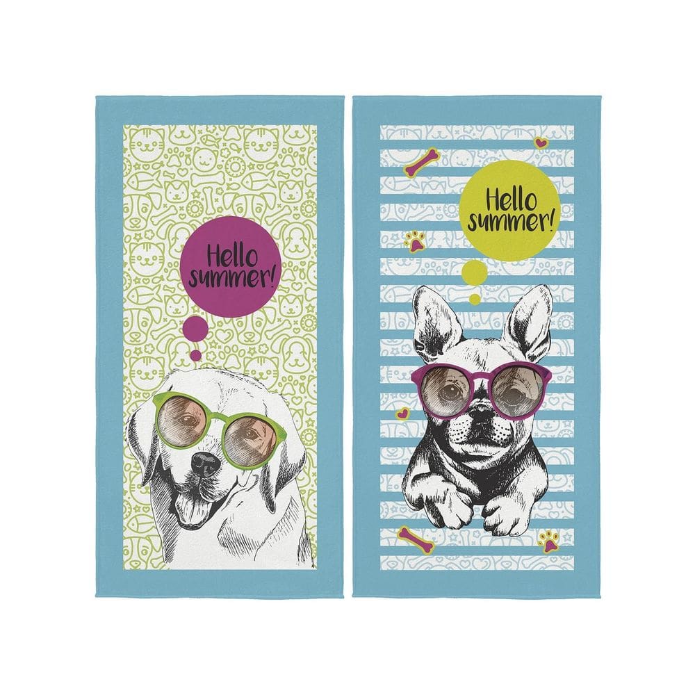Kit 2 Toalhas Summer Pets Banho Praia Piscina Aveludadas