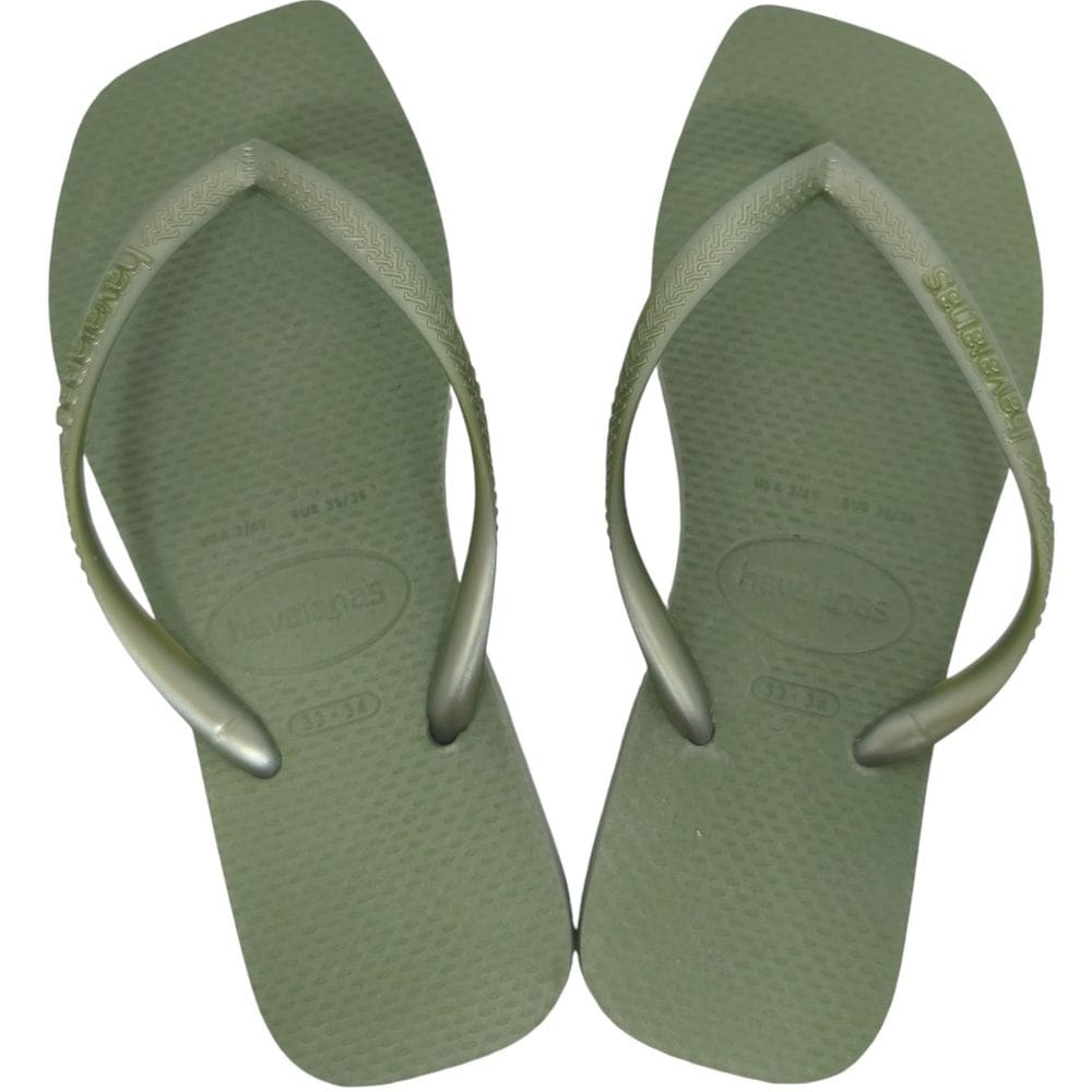 Chinelo Dedo Borracha Casual Feminino Bico Quadrado Havaianas Slim Square - 37-38 - Verde