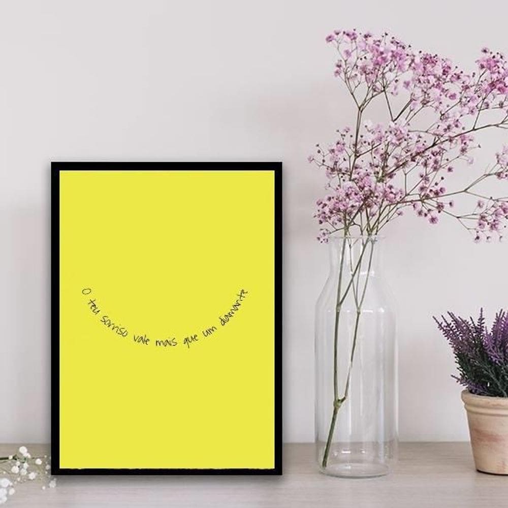 Quadro O Teu Sorriso Vale Mais Que Diamante 45X34Cm Preta