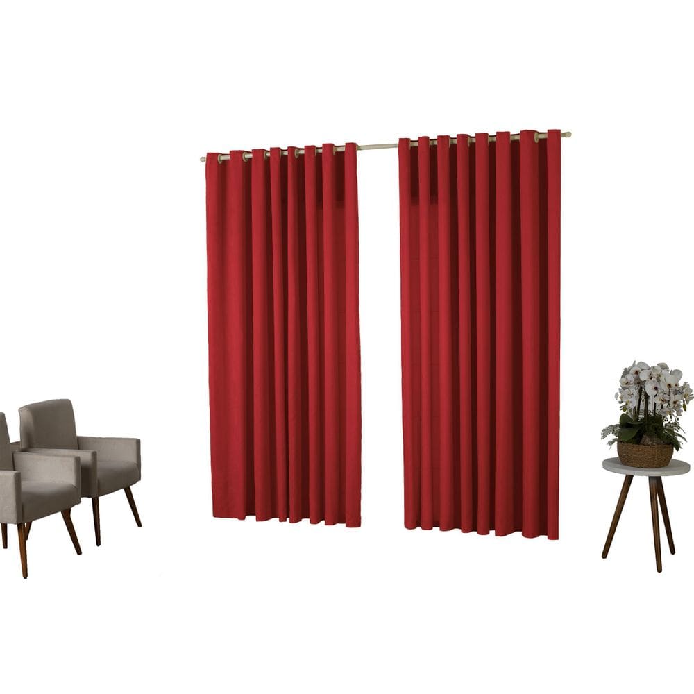 Cortina Oxford 3,00X2,50 Sala Quarto Porta Vermelho