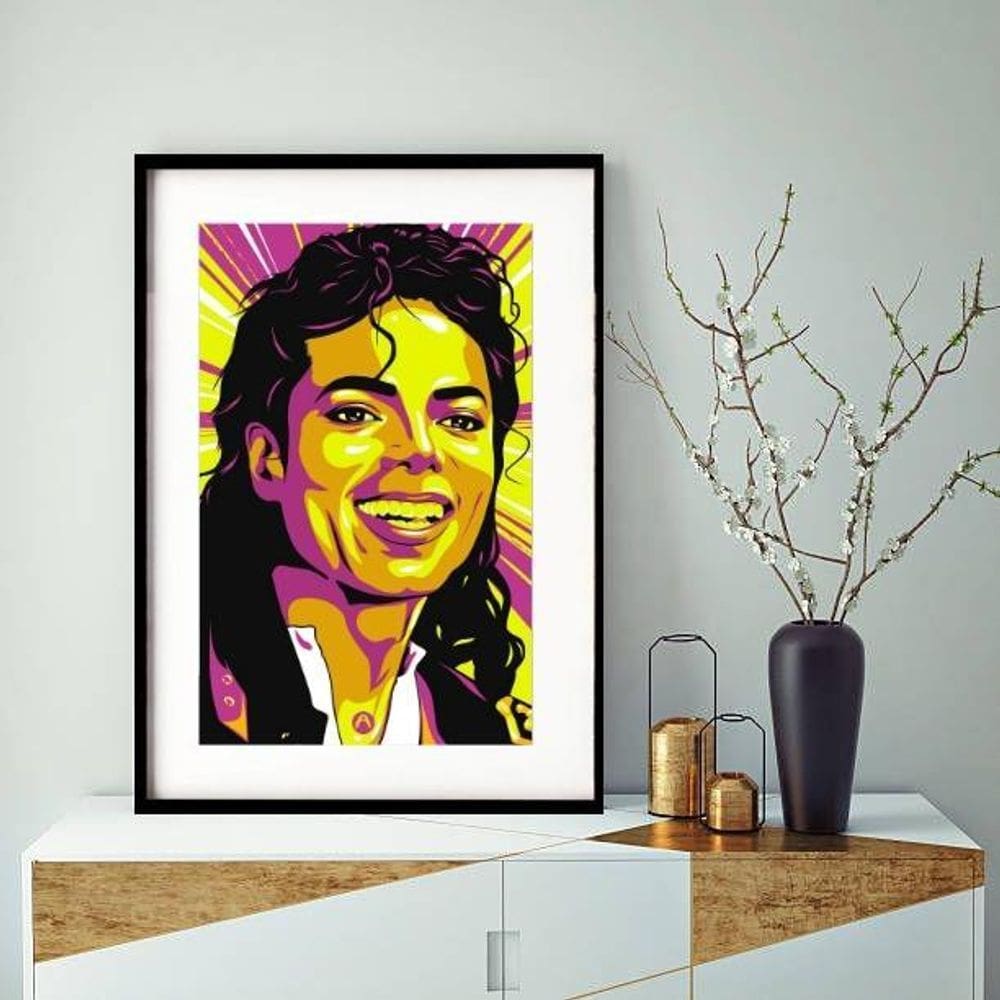 Quadro Michael Jackson Cartoon 60X48Cm